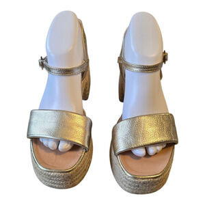 Eric Michael Platform Sandals Womens Size 39 8.5 Gold Made in Spain Event